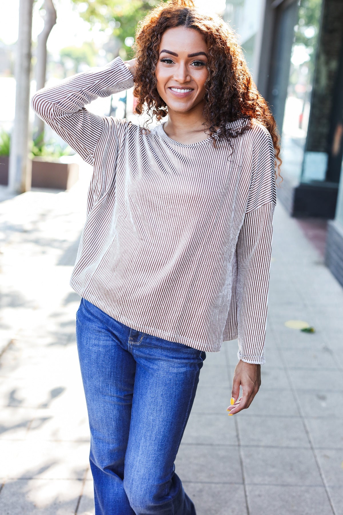 Hello Beautiful Camel Rib Dolman Sweater Top