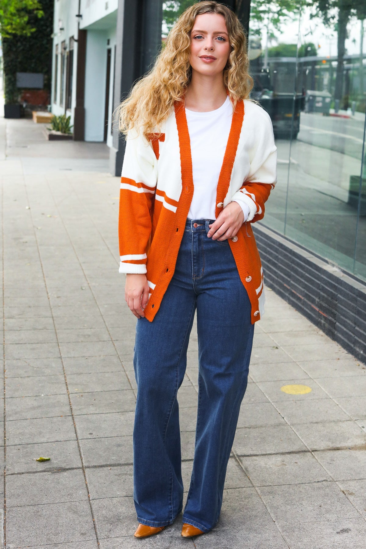 Game Day Burnt Orange "T" Embroidered Cardigan