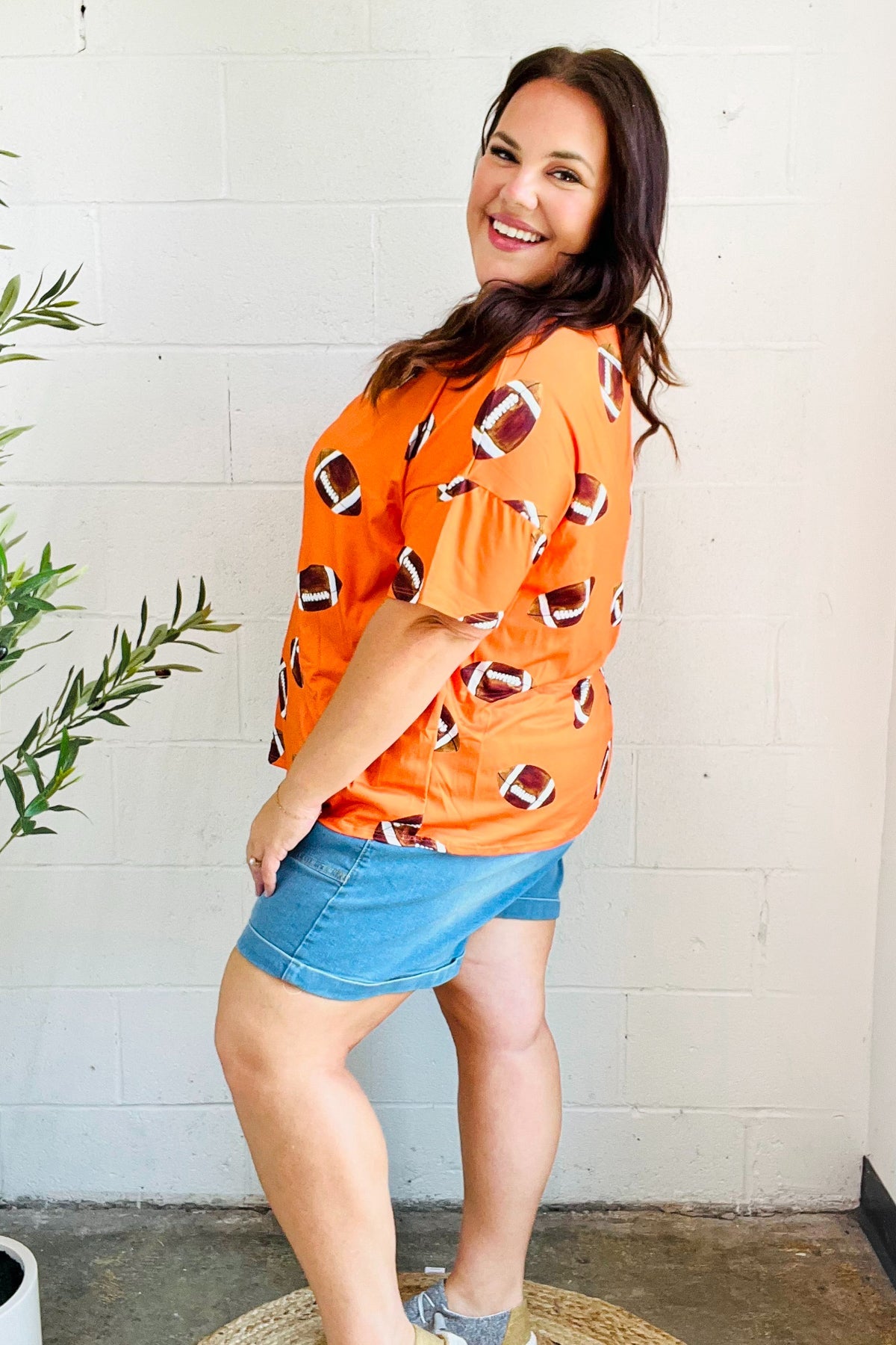 Game Day Orange Football Print Knit Top